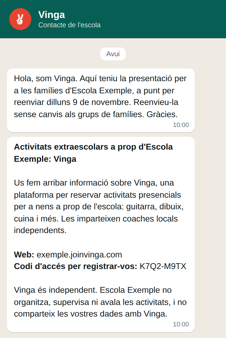 El vostre contacte reenvia els missatges.