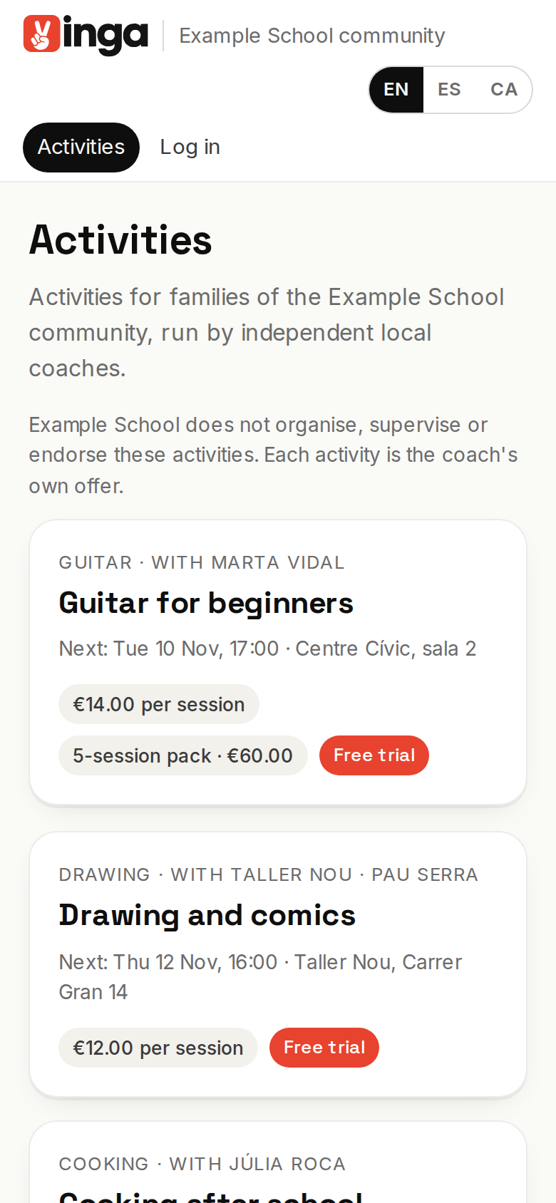 Vinga sets up your community's site.