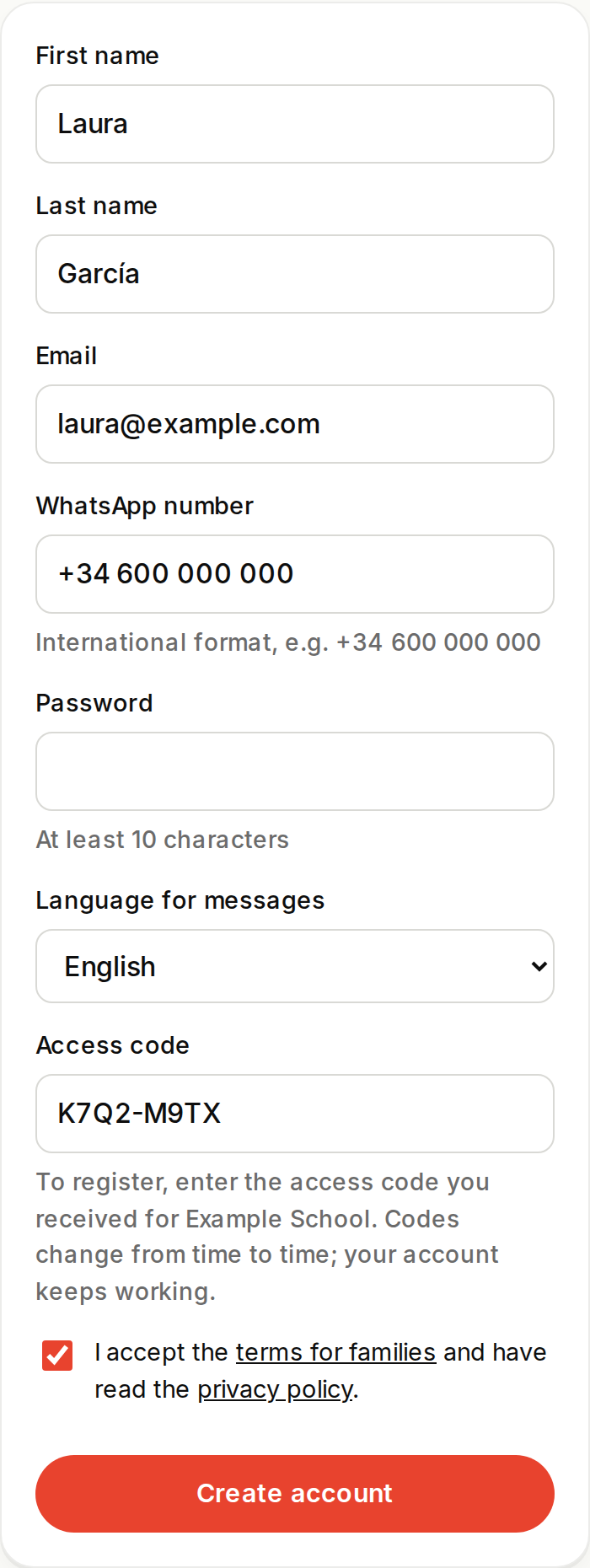 Register and add your kids.