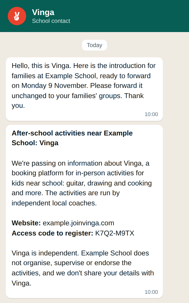 Your contact forwards the messages.