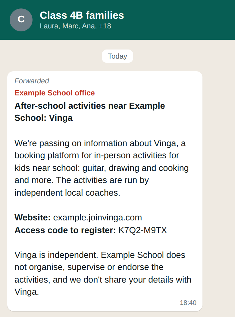 You get a message from the school.