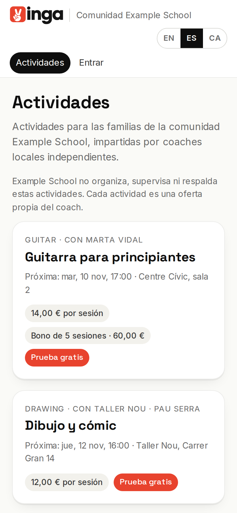 Vinga prepara el sitio de vuestra comunidad.