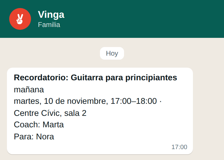 Paga al coach y recibe recordatorios.