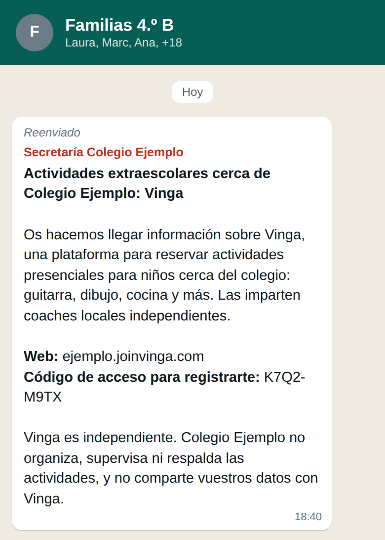 Recibes un mensaje del colegio.